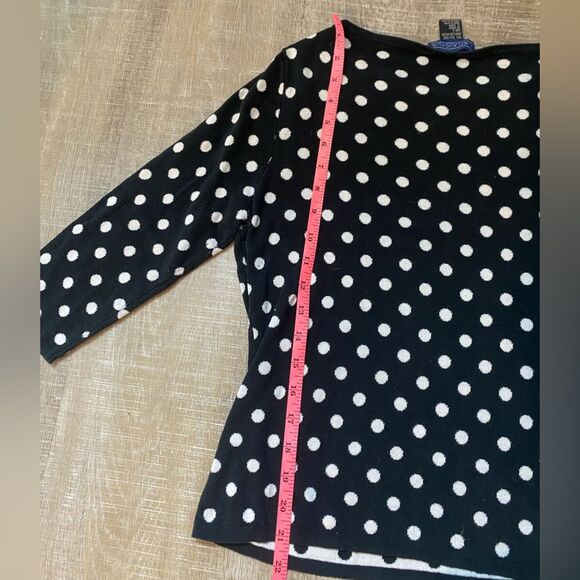J. MCLAUGHLIN Silk Polka Dot Sweater Women’s Large Black White Knit Preppy Y2K - Picture 9 of 9